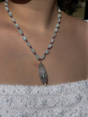 Aquamarine and Amethyst Necklace with Fluorite Pendant