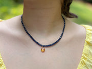 Blue Kyanite Necklace with Citrine Pendant