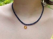 Blue Kyanite Necklace with Citrine Pendant