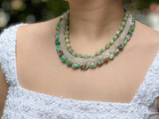 Chrysoprase, Rock Crystal and Natural Jade Necklace