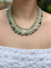 Chrysoprase, Rock Crystal and Natural Jade Necklace