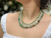 Chrysoprase, Rock Crystal and Natural Jade Necklace