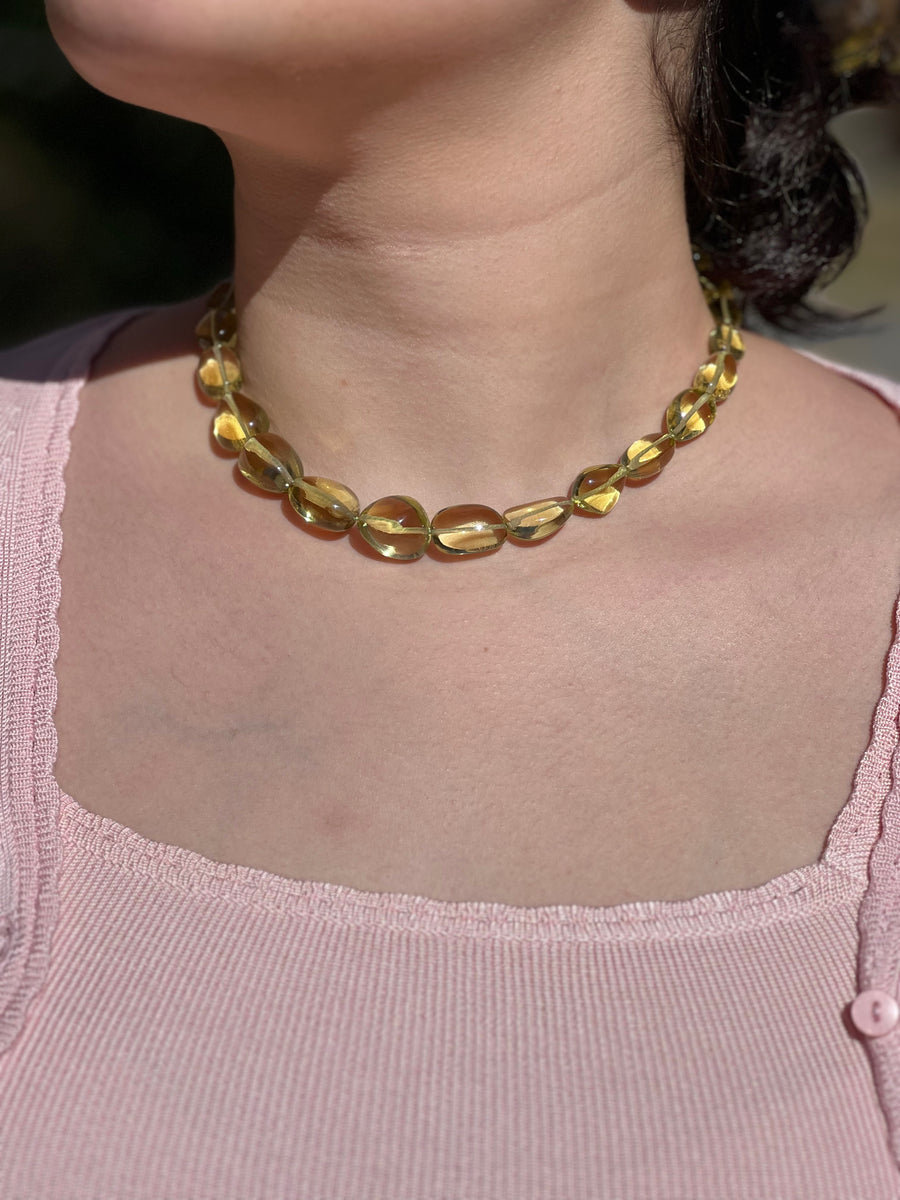 Lemon Quartz Nuggets Necklace