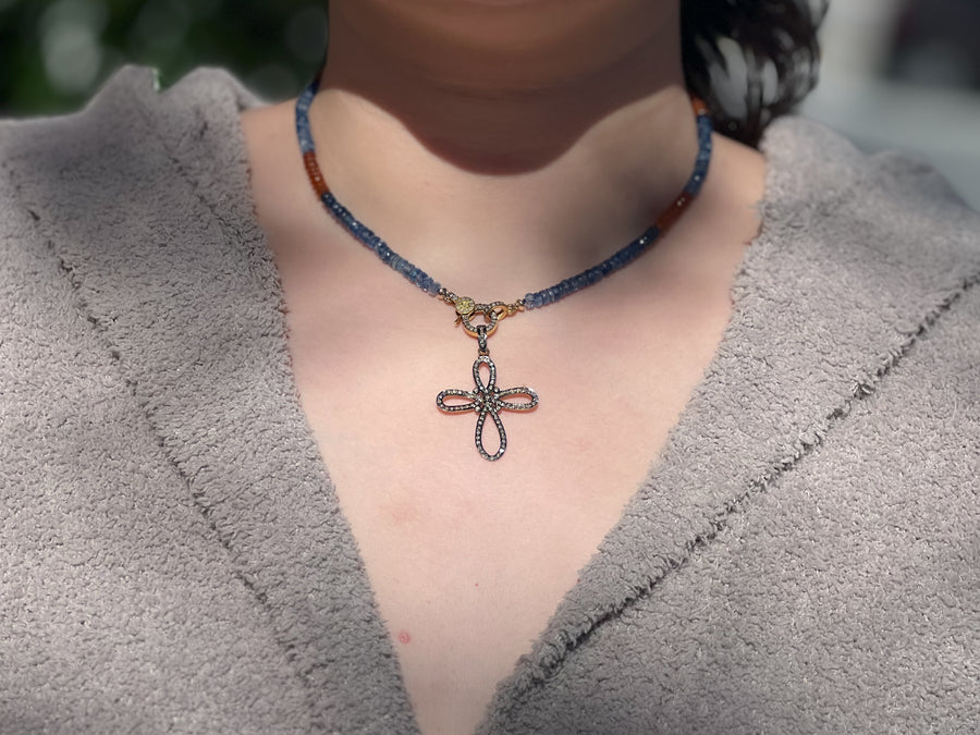 Kyanite Necklace with Removable Cross Pendant