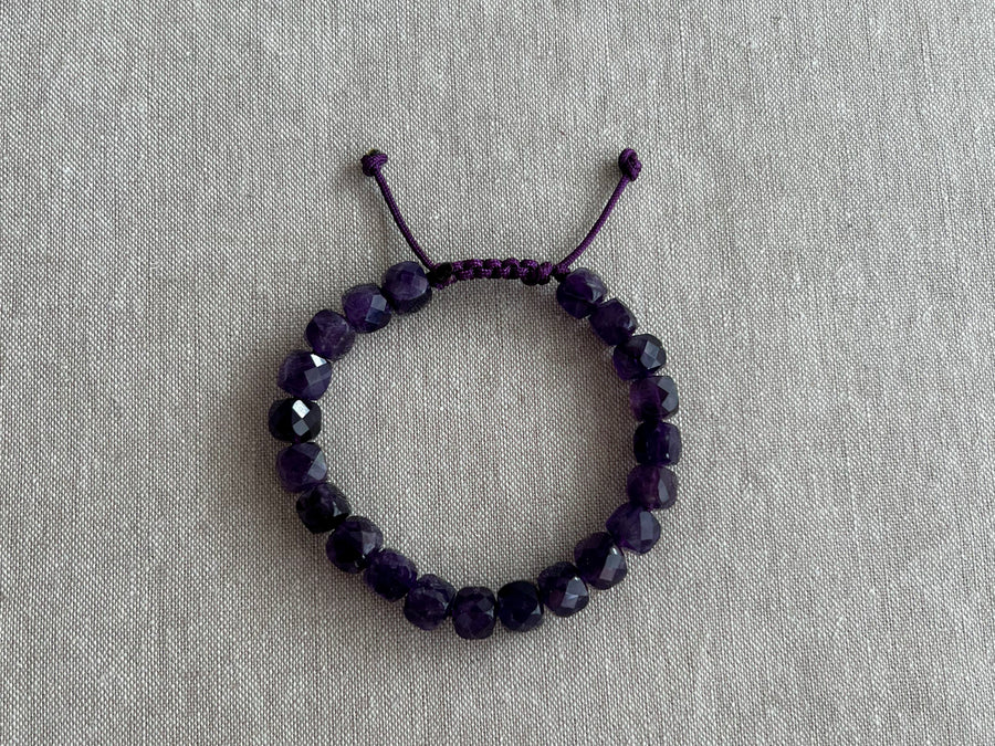 Men's Amethyst Adjustable Bracelet