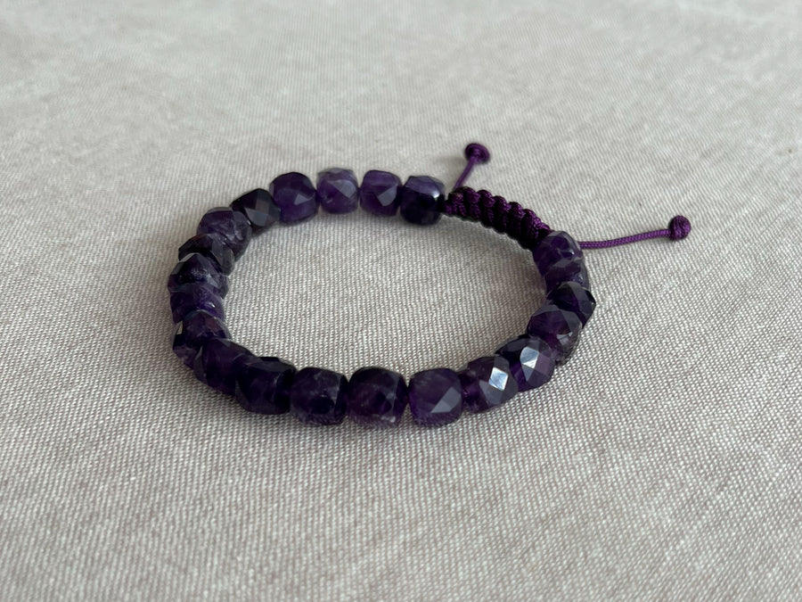 Men's Amethyst Adjustable Bracelet