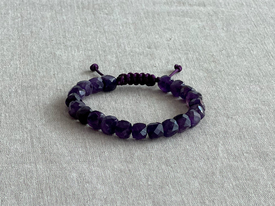 Men's Amethyst Adjustable Bracelet