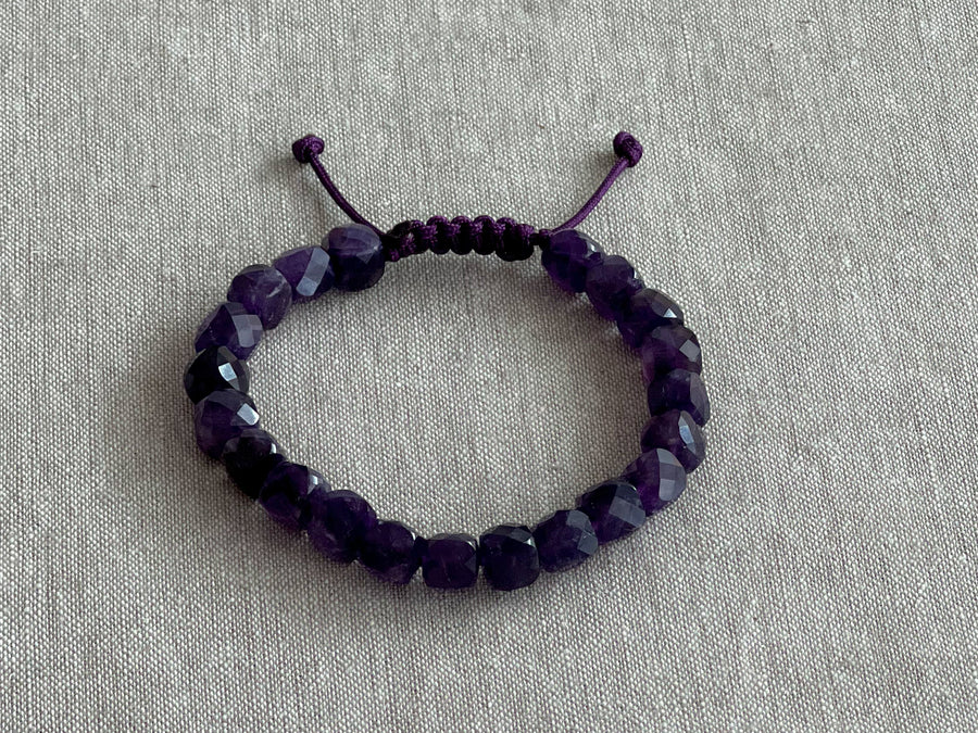 Men's Amethyst Adjustable Bracelet