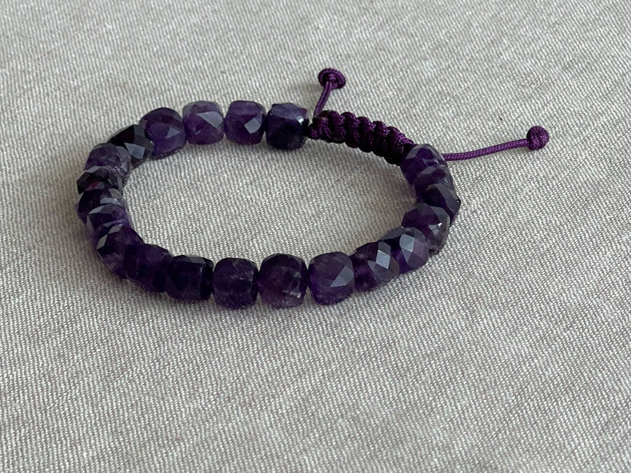 Men's Amethyst Adjustable Bracelet