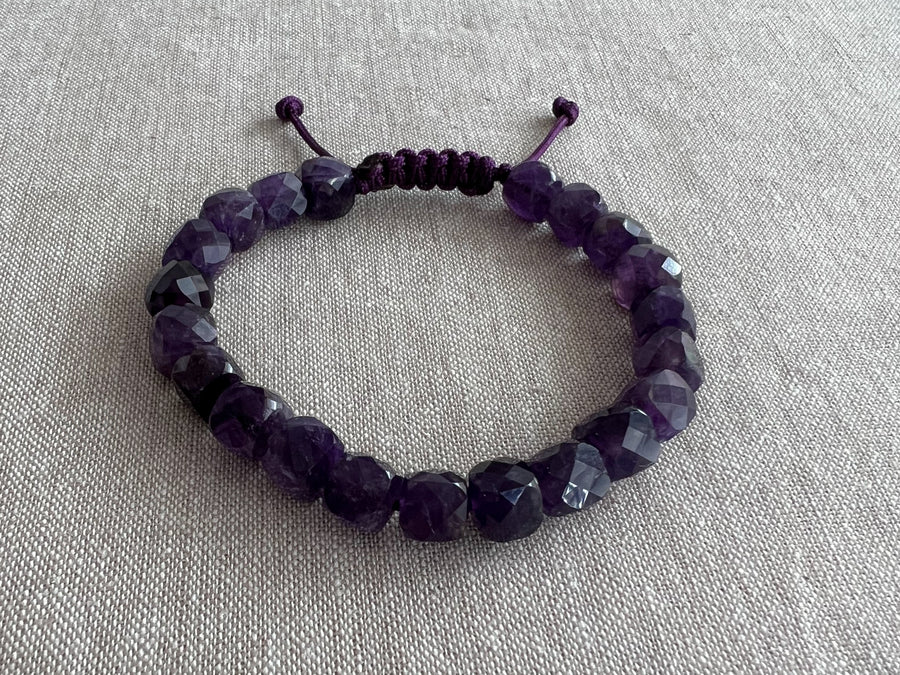Men's Amethyst Adjustable Bracelet