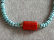 Larimar Necklace with Coral Accent