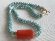 Larimar Necklace with Coral Accent