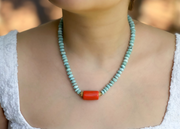 Larimar Necklace with Coral Accent