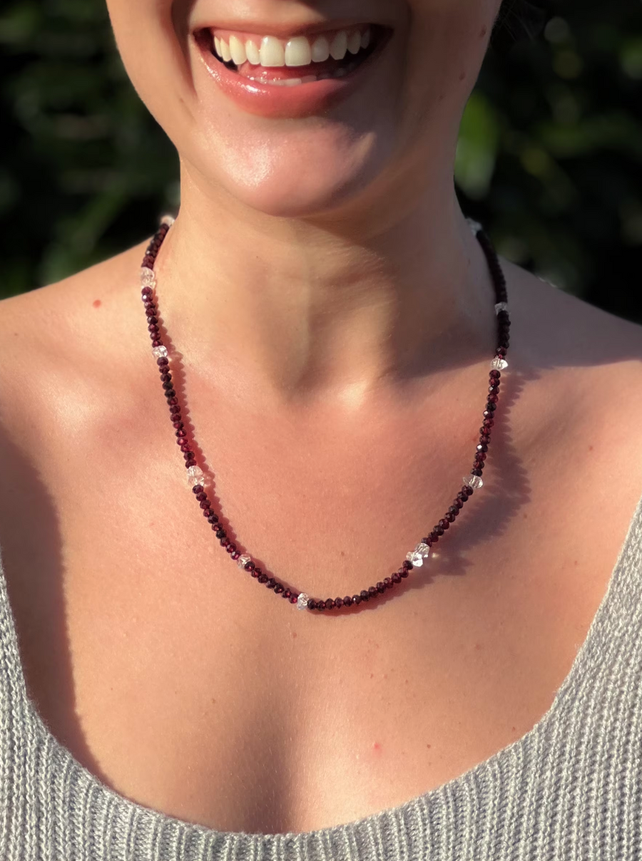 Garnet and Herkimer Diamond Necklace
