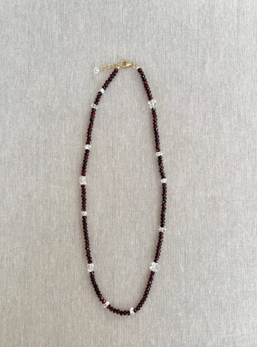 Garnet and Herkimer Diamond Necklace