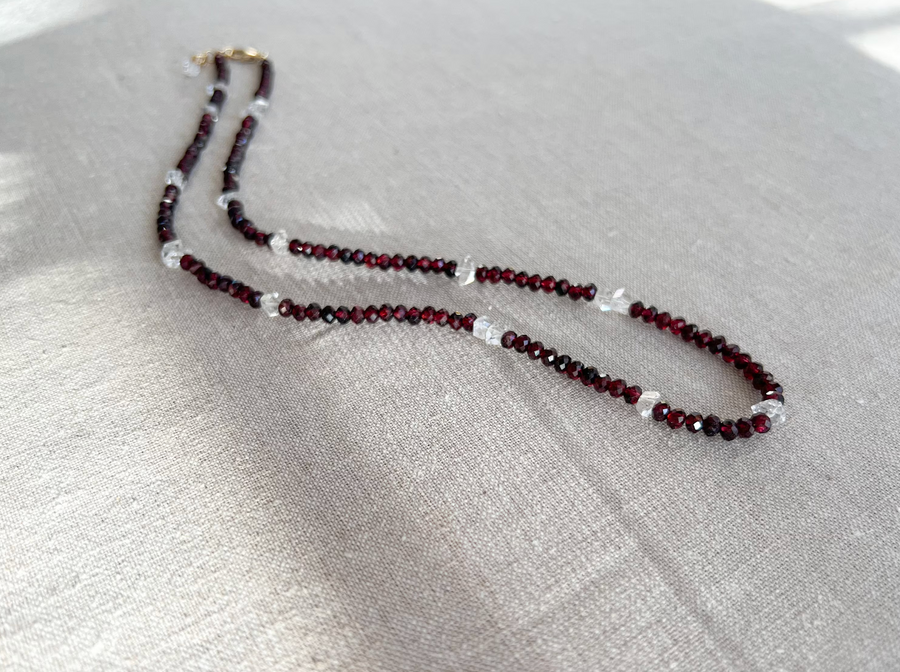 Garnet and Herkimer Diamond Necklace