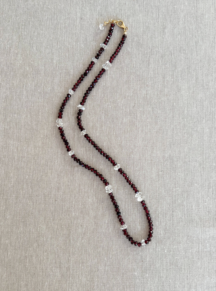Garnet and Herkimer Diamond Necklace