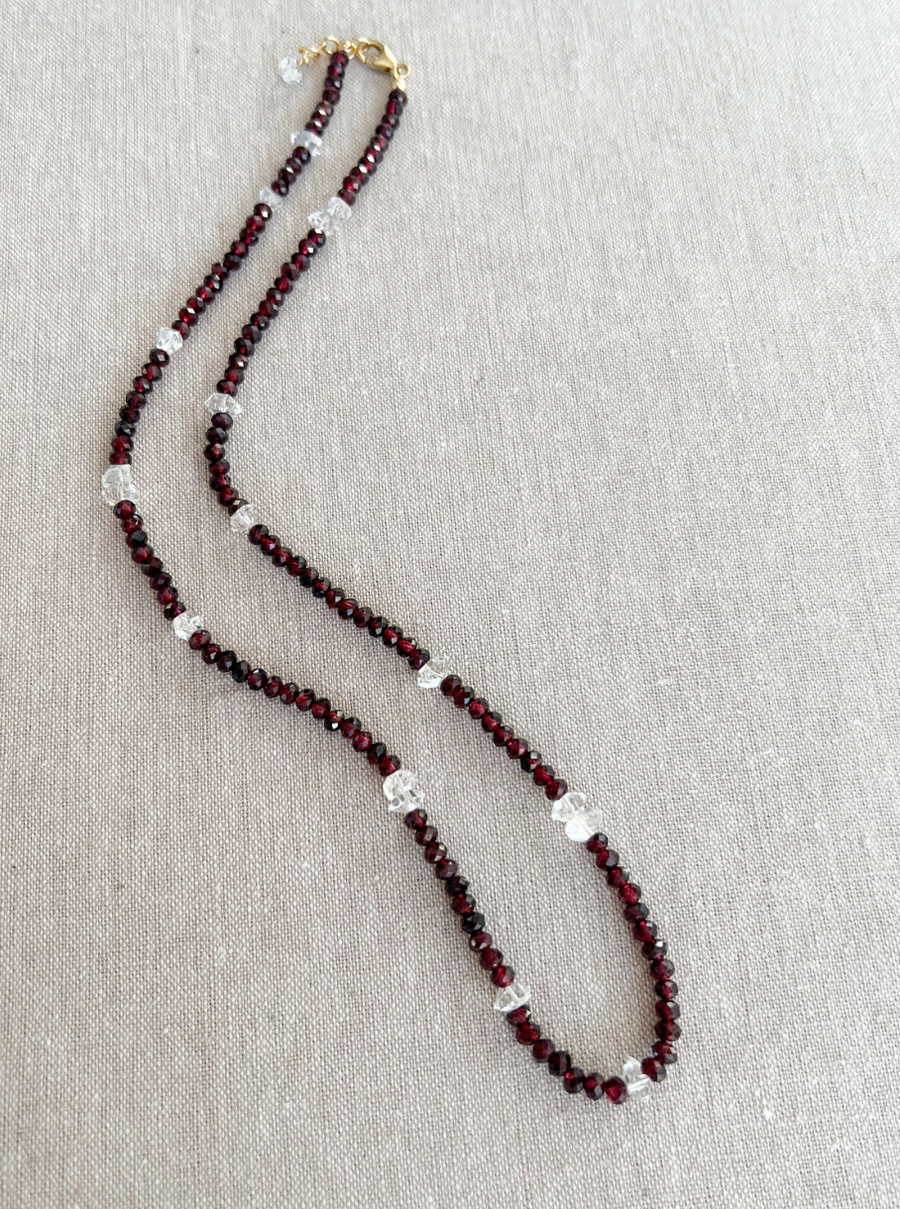 Garnet and Herkimer Diamond Necklace