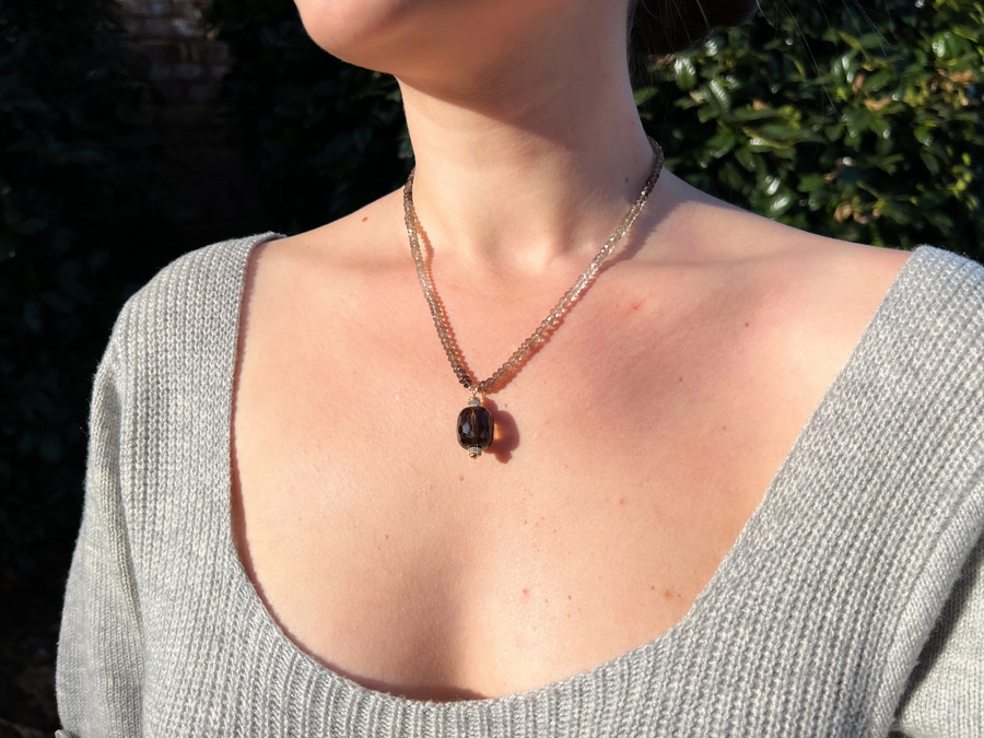 Smoky Quartz Necklace with Smoky Quartz Pendant
