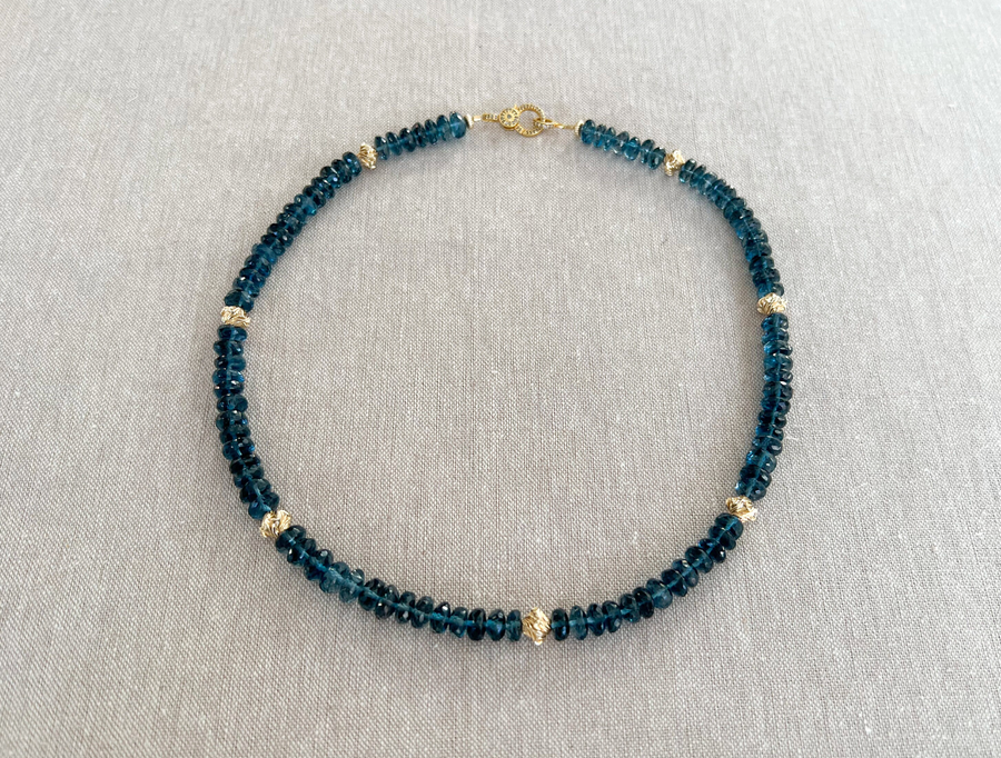 London Blue Topaz Necklace with Gold Accents