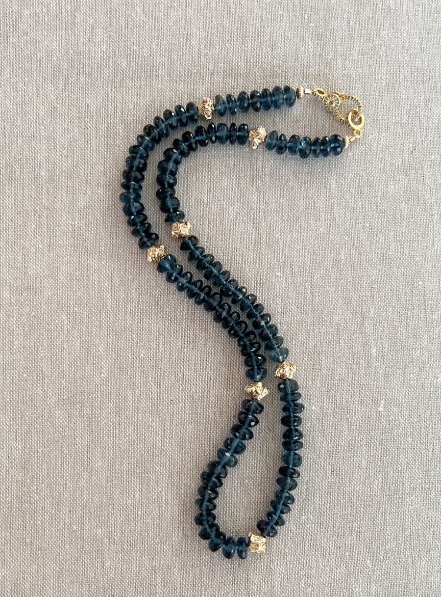 London Blue Topaz Necklace with Gold Accents