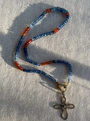 Kyanite Necklace with Removable Cross Pendant