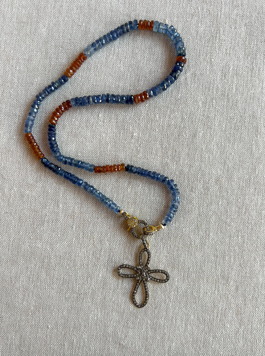 Kyanite Necklace with Removable Cross Pendant