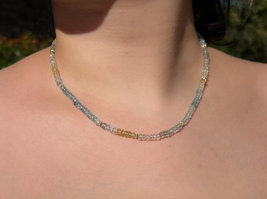 Aquamarine Necklace with Gold Accents