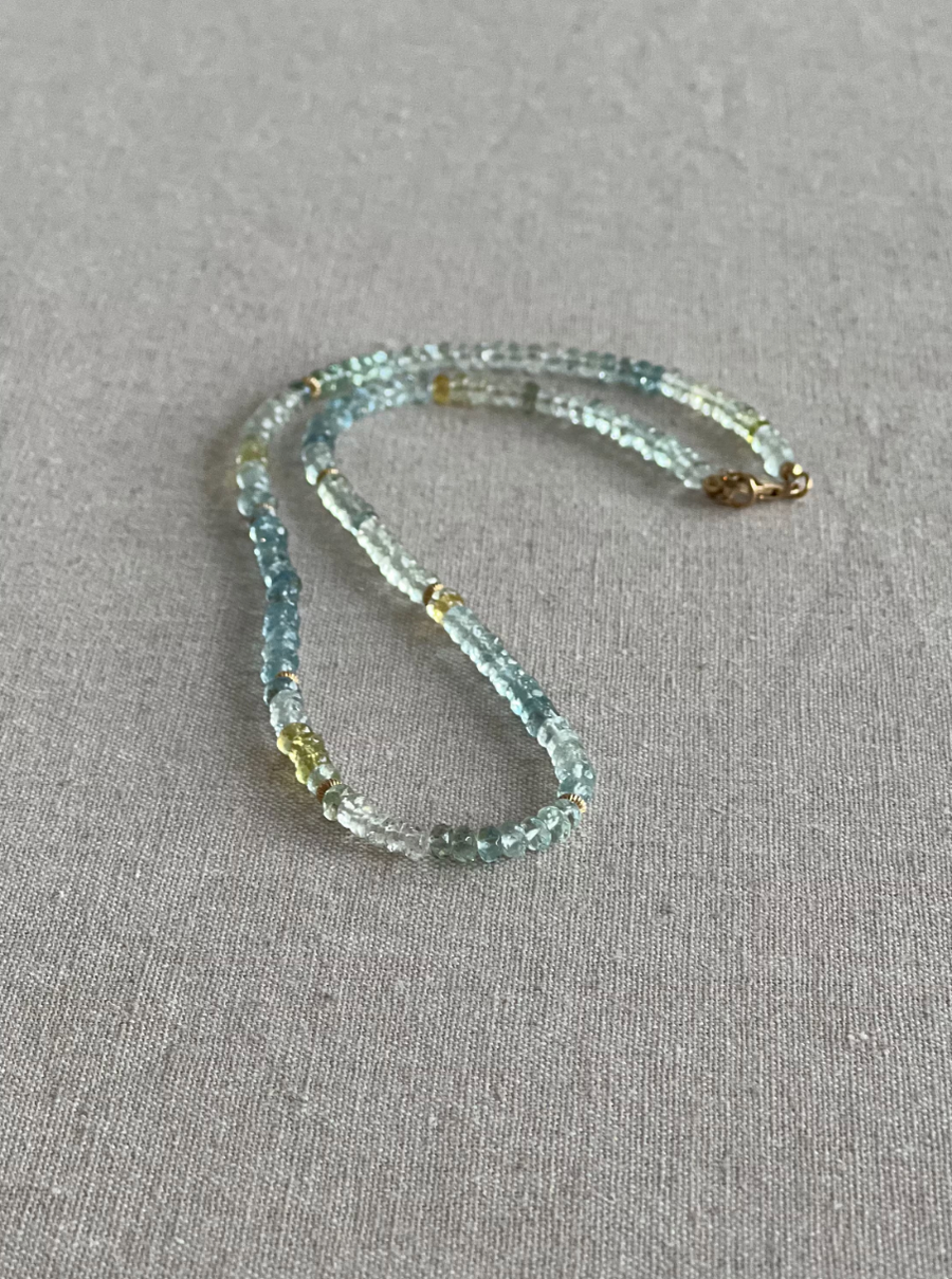 Aquamarine Necklace with Gold Accents