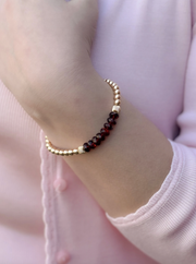Garnet and Gold Beaded Bracelet