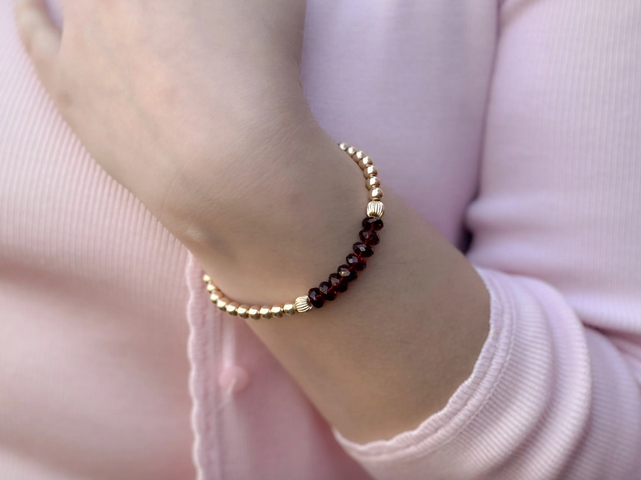 Garnet and Gold Beaded Bracelet