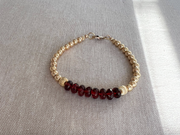 Garnet and Gold Beaded Bracelet