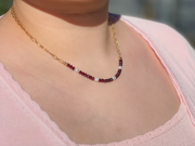 Garnets and Freshwater Pearls on Gold Filled Paperclip Chain