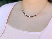 Garnets and Freshwater Pearls on Gold Filled Paperclip Chain