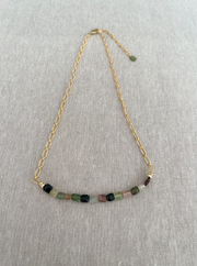 Tourmalines on Gold Filled Textured Paperclip Chain