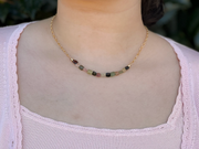 Tourmalines on Gold Filled Textured Paperclip Chain