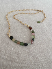 Tourmalines on Gold Filled Textured Paperclip Chain