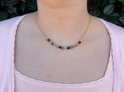 Tourmalines on Gold Filled Textured Paperclip Chain