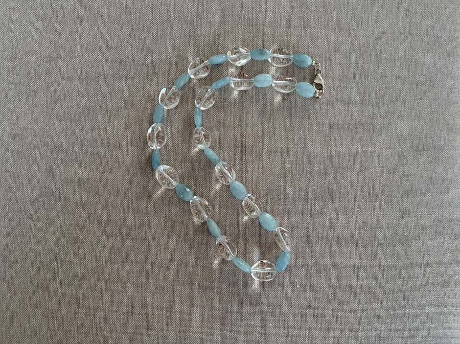 Aquamarine and Clear Quartz Necklace