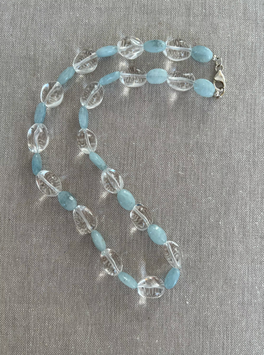 Aquamarine and Clear Quartz Necklace