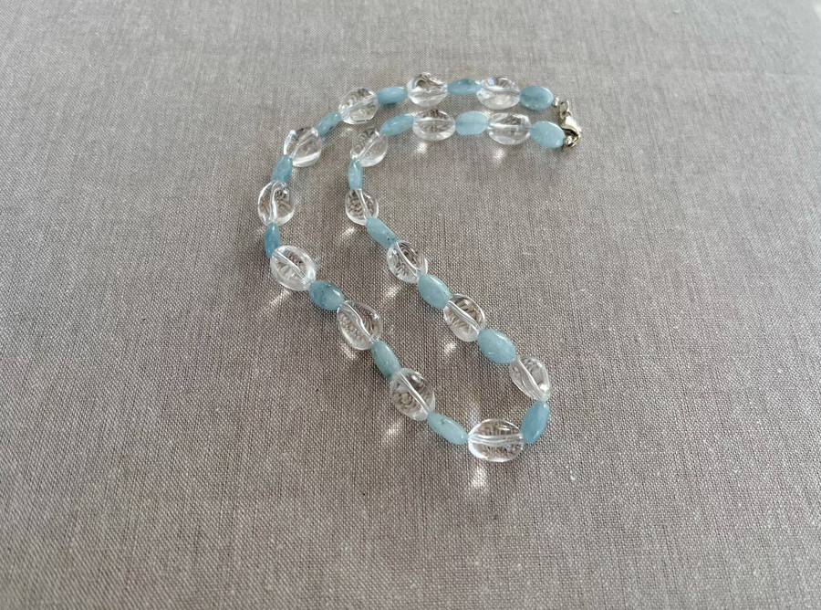 Aquamarine and Clear Quartz Necklace