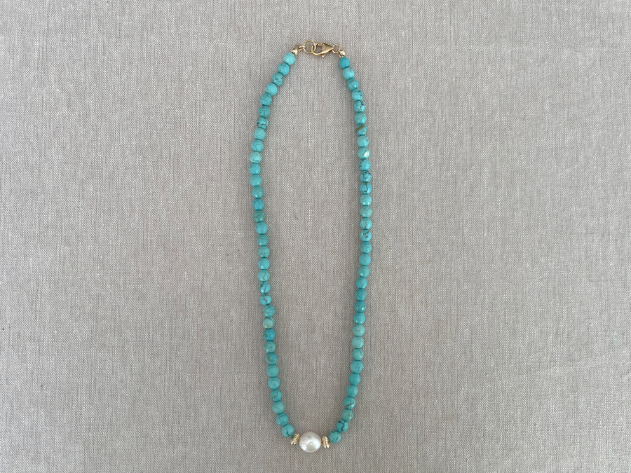 Turquoise Necklace with Freshwater Pearl
