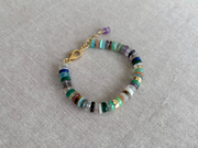 Mixed Gemstone Heishi Bracelet with Gold Accents