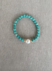 Turquoise Bracelet with Freshwater Rice Pearl Accent