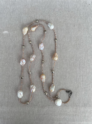 Long Baroque Pearl and Moonstone Necklace