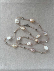 Long Baroque Pearl and Moonstone Necklace