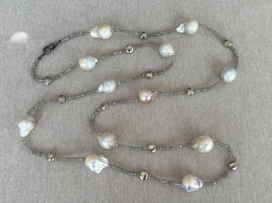 Baroque Pearl and Labradorite Necklace