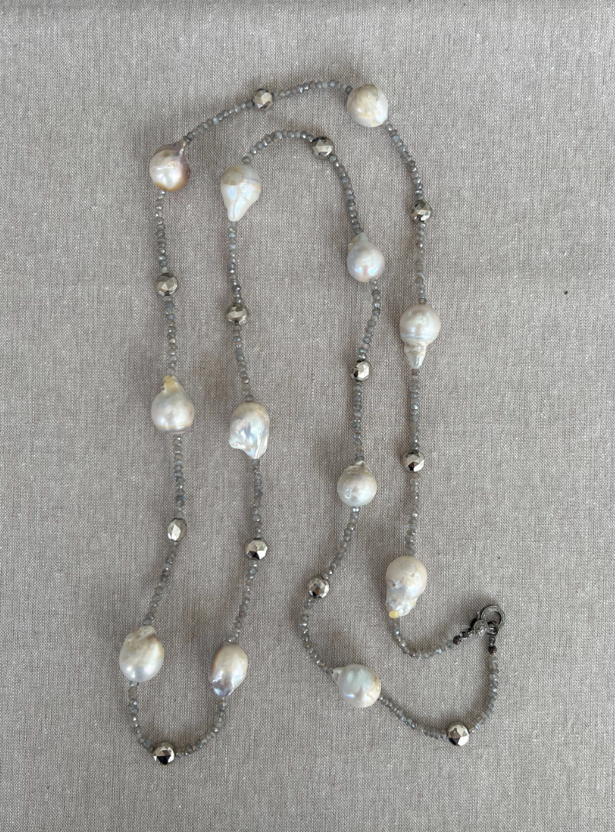 Baroque Pearl and Labradorite Necklace