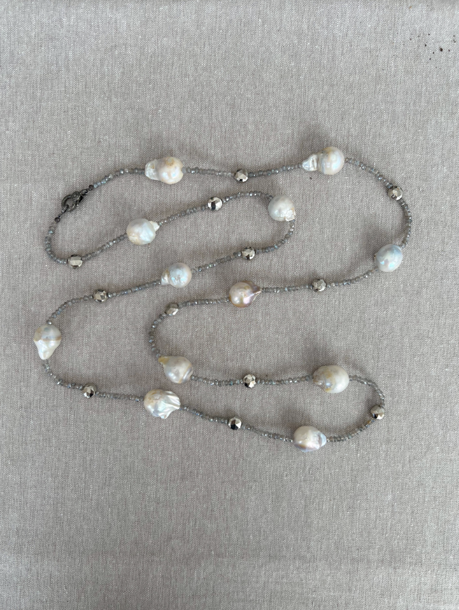 Baroque Pearl and Labradorite Necklace