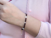 Garnet and Herkimer Diamond Bracelet, Gemstone Bracelet, January Birthstone, April Birthstone, Boho, Gift for Her, Handmade, Winter Jewelry